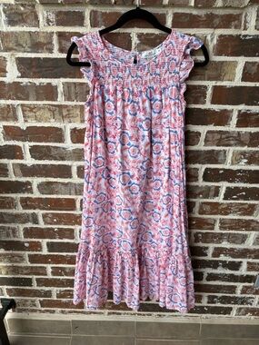 Vineyard Vines Floral Flutter Smocked Midi Dress Size XS
